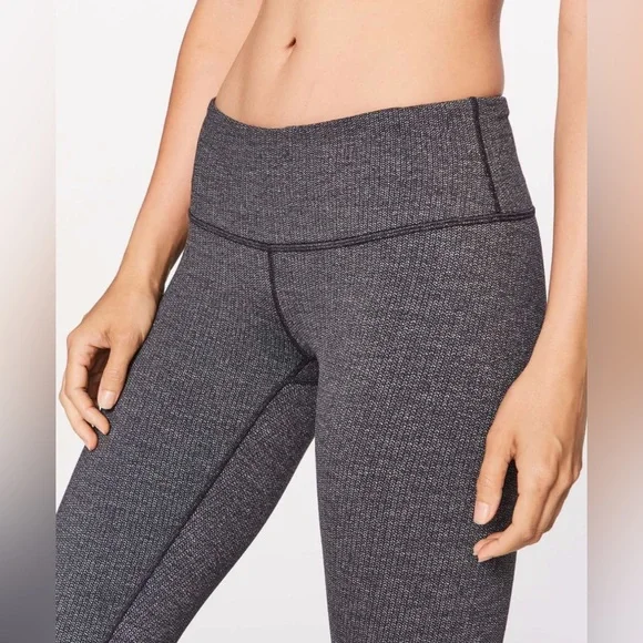 Lululemon Wunder Under Low-Rise Tight 28" Luon Variegated Knit Black Heathered 6 - Picture 3 of 13